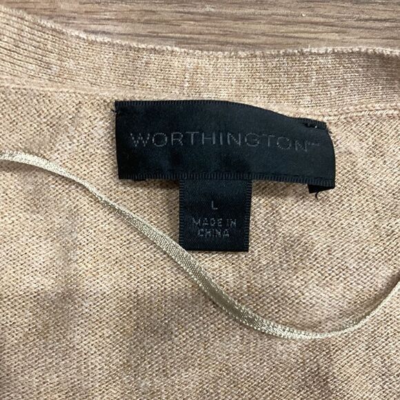 5/$15 Worthington Women’s Beige Lightweight Cardigan Sweater Size L - Picture 2 of 5